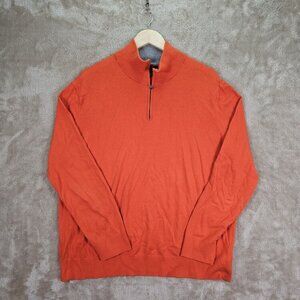 Banana Republic Pima Cotton Cashmere Sweater Orange 1/4 Zip Long Sleeve Mens XL